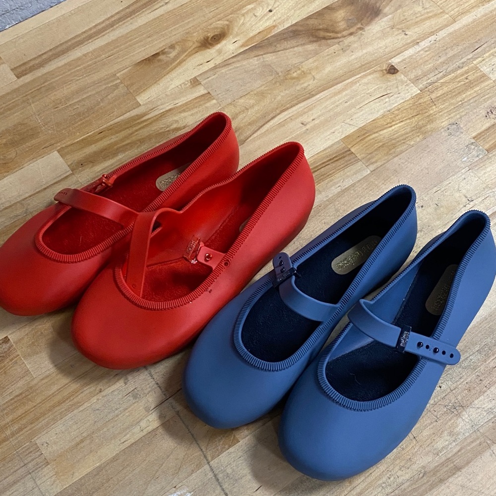 Mini Melissa Kids Mary Jane Ballet Flats - Red and Blue size kids 1 
2 pairs